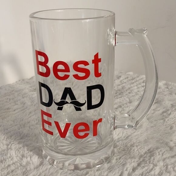 Best Dad Ever Clear Glass Beer Mug - Picture 4 of 4